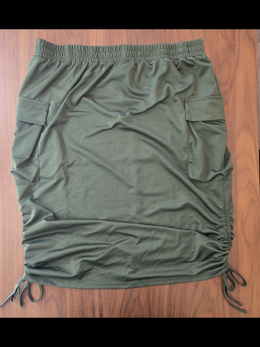 Y2K Olive Green Cargo Skirt Ruched Side Drawstring 3x